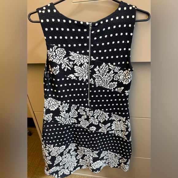 Anthropologie Maeve Black White Fit/Flare sleeveless knee length Dress Small - Picture 6 of 9